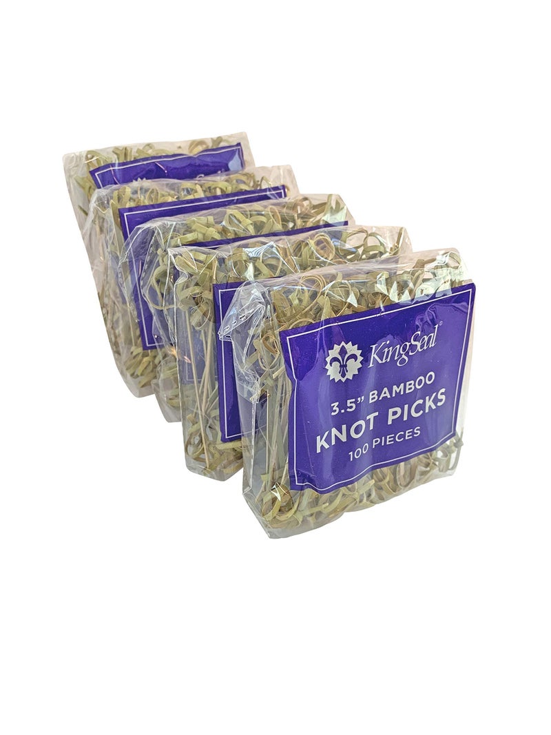 KingSeal 500 Count | KingSeal Bamboo Wood Flower Knot Picks, Skewers, 3.5 Inches, Perfect for Cocktails and Appetizers, Bulk Pack - 5 Packs of 100 - Image 3